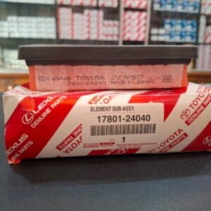 Toyota Genuine DENSO 17801-24040 engine air filter with Made in Japan marking and Toyota box
